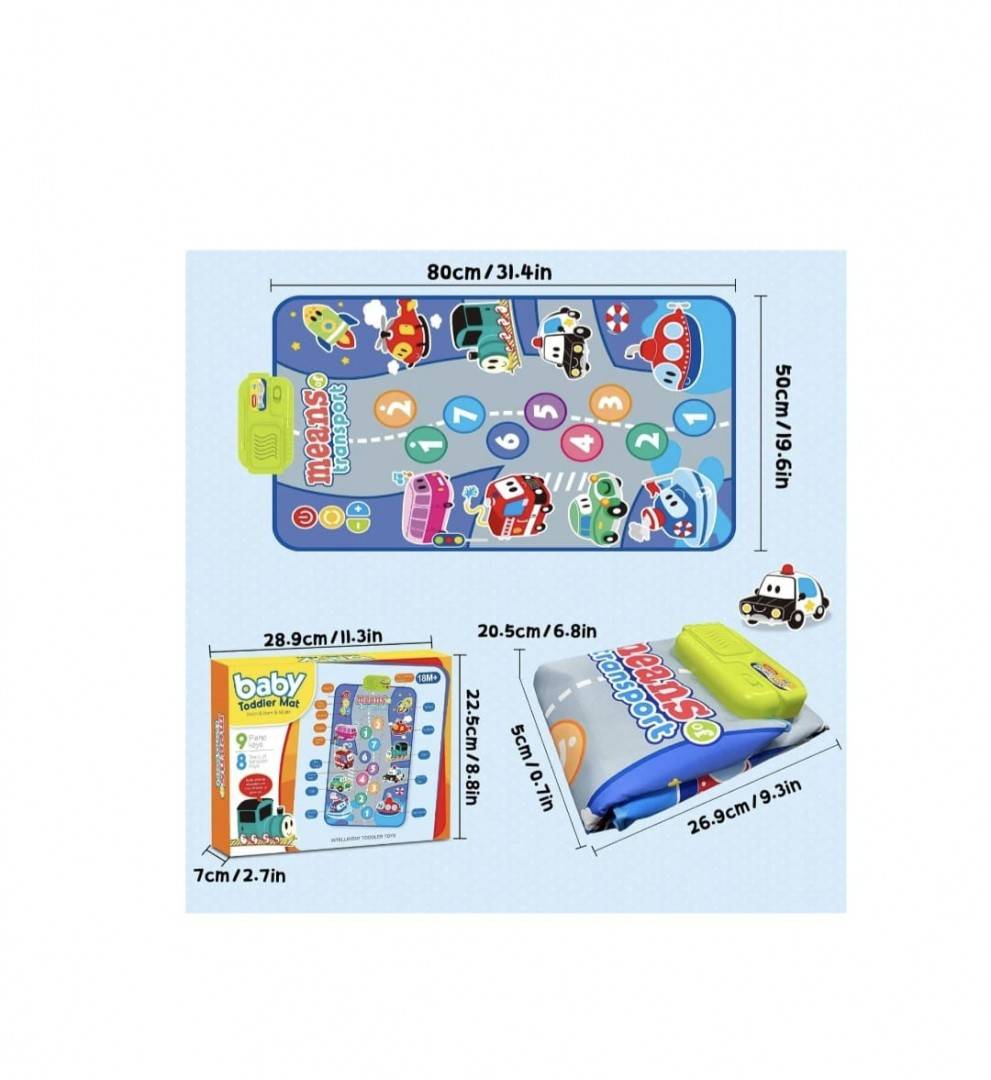 Covoras muzical interactiv pentru copii, Vehicole, multicolor, 80 cm x 50 cm