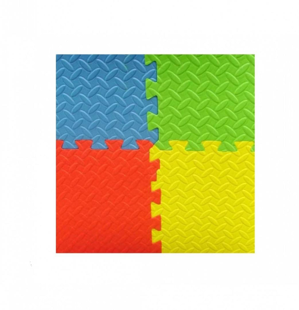 Covoras puzzle de joaca, din spuma, 4 piese colorate, 120×120 cm