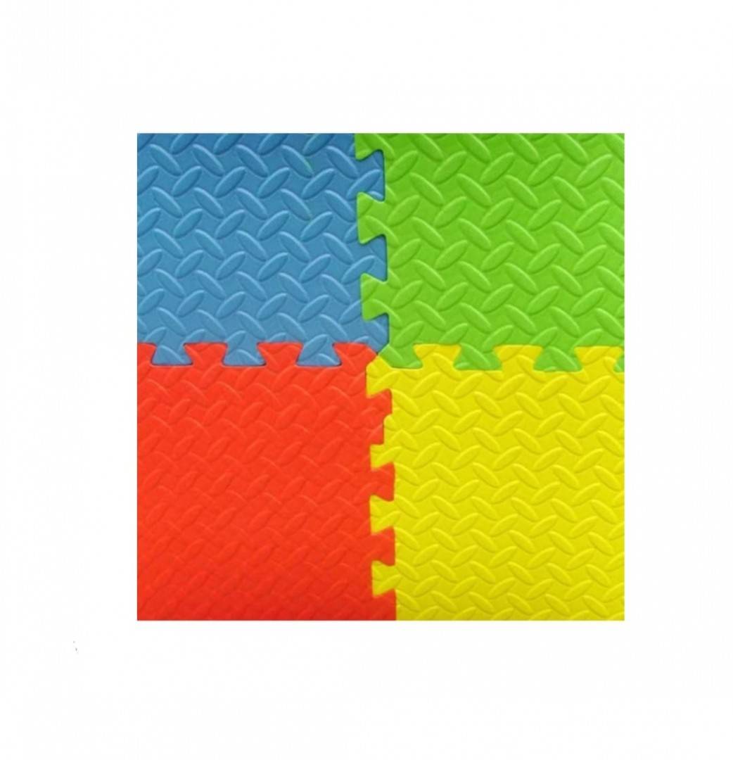 Covoras puzzle de joaca, din spuma, 4 piese colorate, 120×120 cm