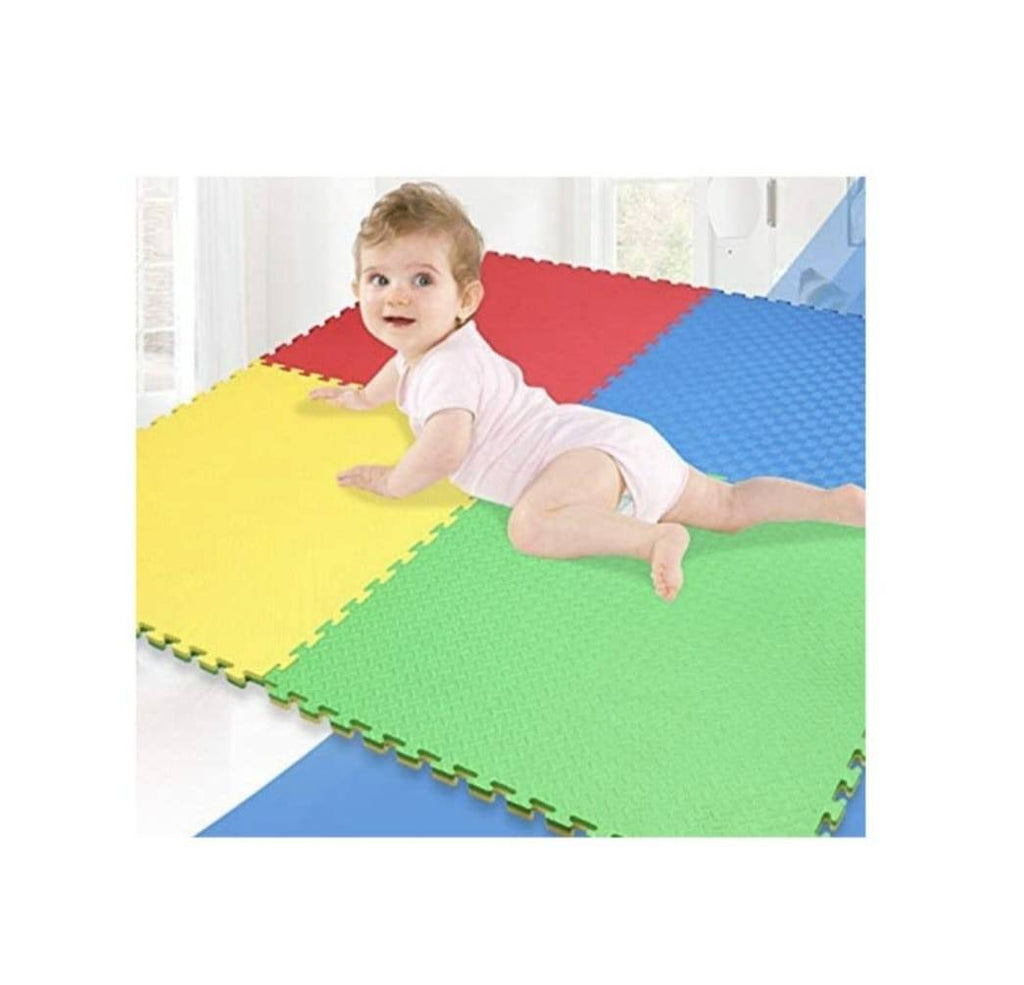 Covoras puzzle de joaca, din spuma, 4 piese colorate, 120×120 cm