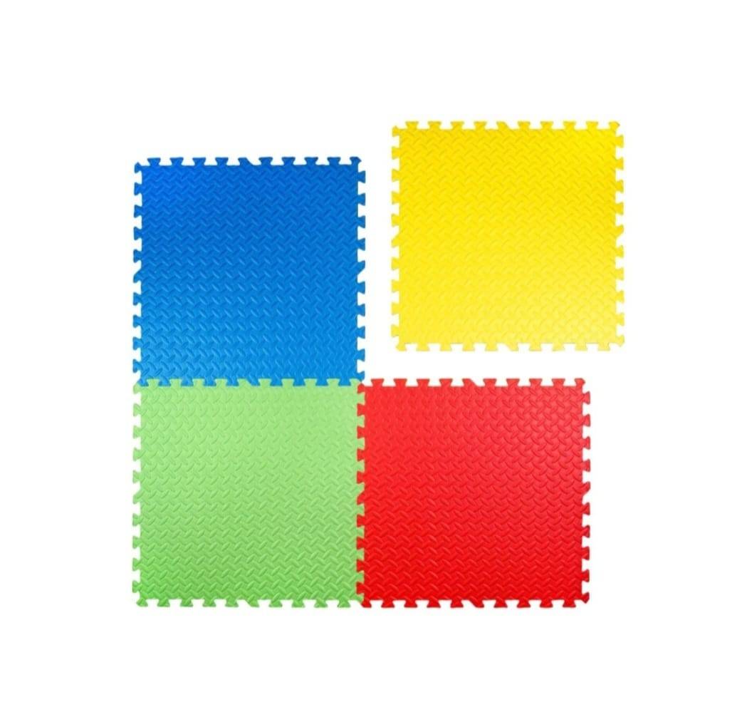 Covoras puzzle de joaca, din spuma, 4 piese colorate, 120×120 cm