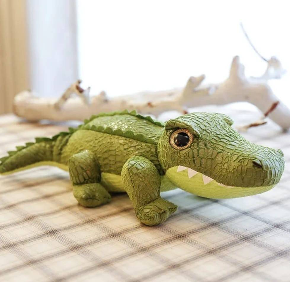 Crocodil de plus, verde, 40 cm