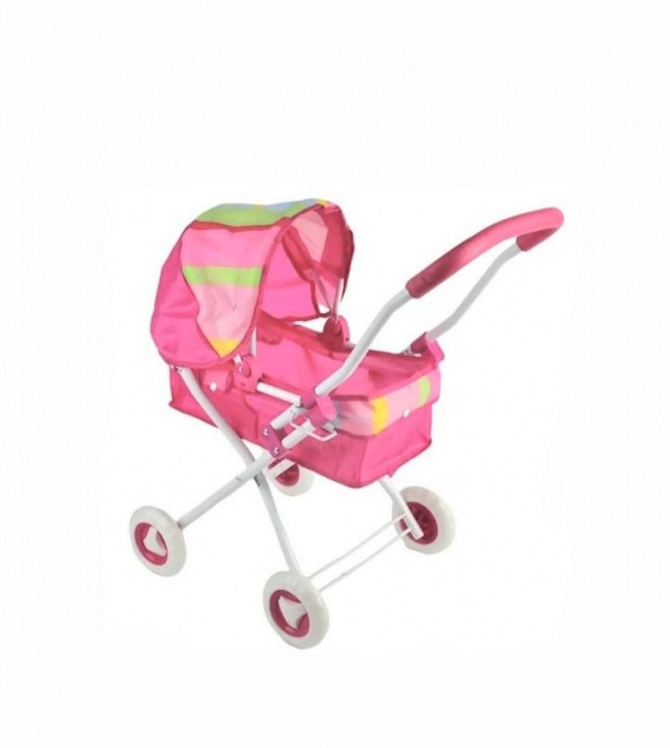 Cărucior landou de jucărie pentru păpuși, roz, 67 cm