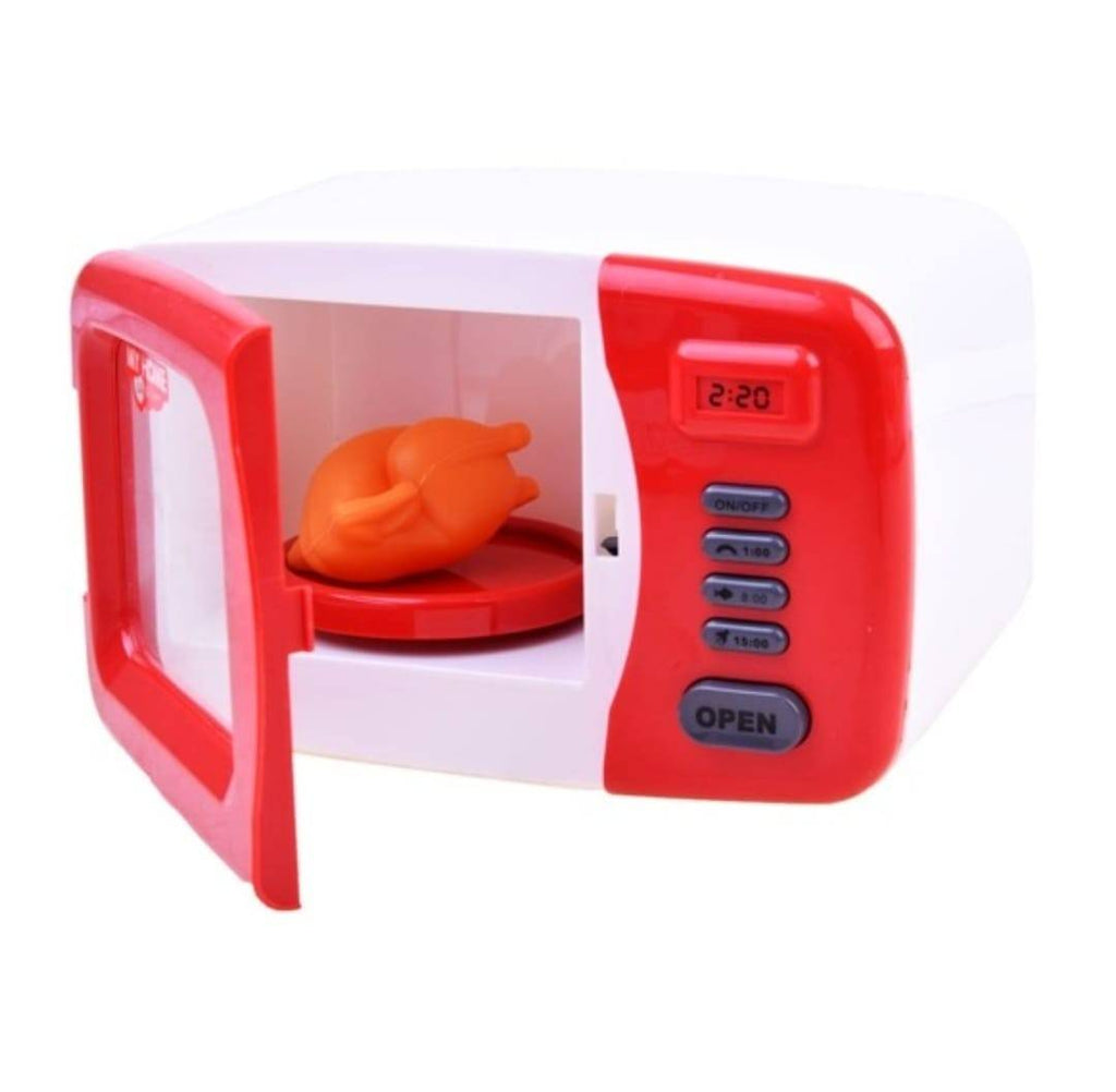 Cuptor cu microunde pentru copii, sunete si lumini, alb/rosu, 20 cm