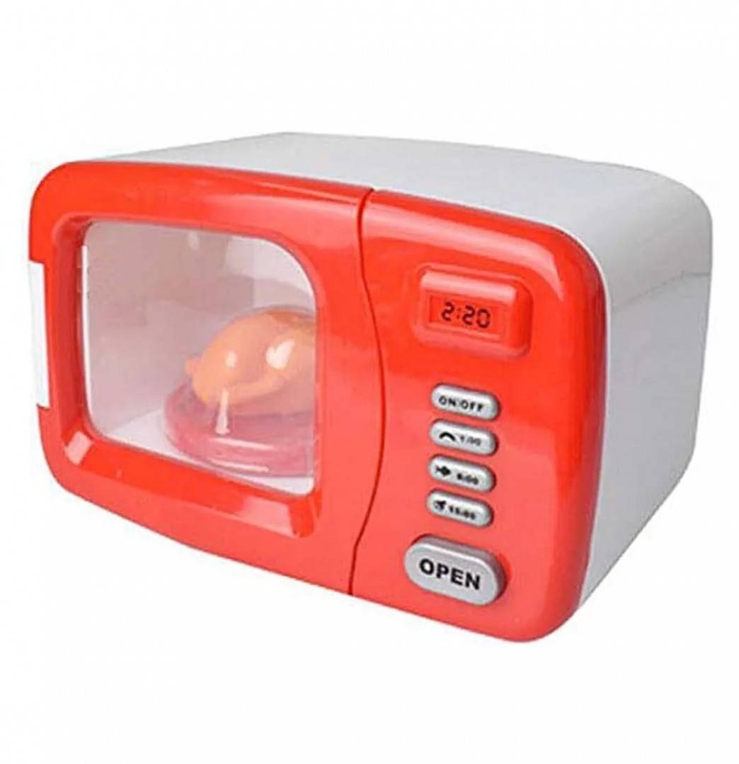 Cuptor cu microunde pentru copii, sunete si lumini, alb/rosu, 20 cm