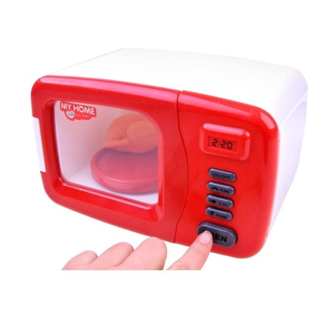 Cuptor cu microunde pentru copii, sunete si lumini, alb/rosu, 20 cm