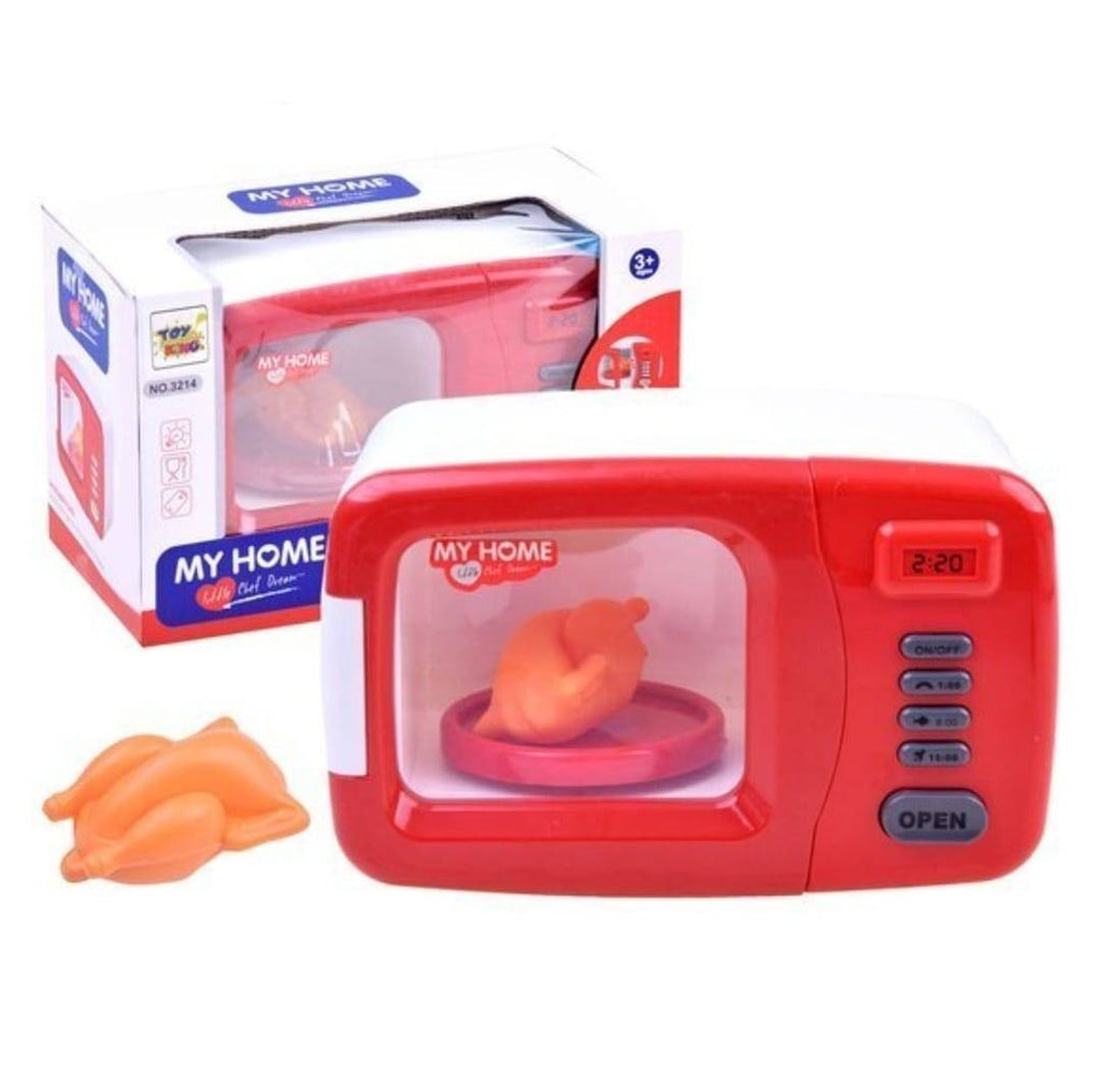 Cuptor cu microunde pentru copii, sunete si lumini, alb/rosu, 20 cm