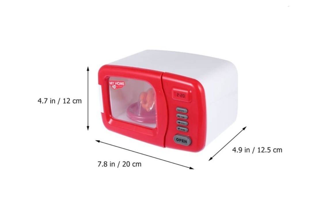 Cuptor cu microunde pentru copii, sunete si lumini, alb/rosu, 20 cm