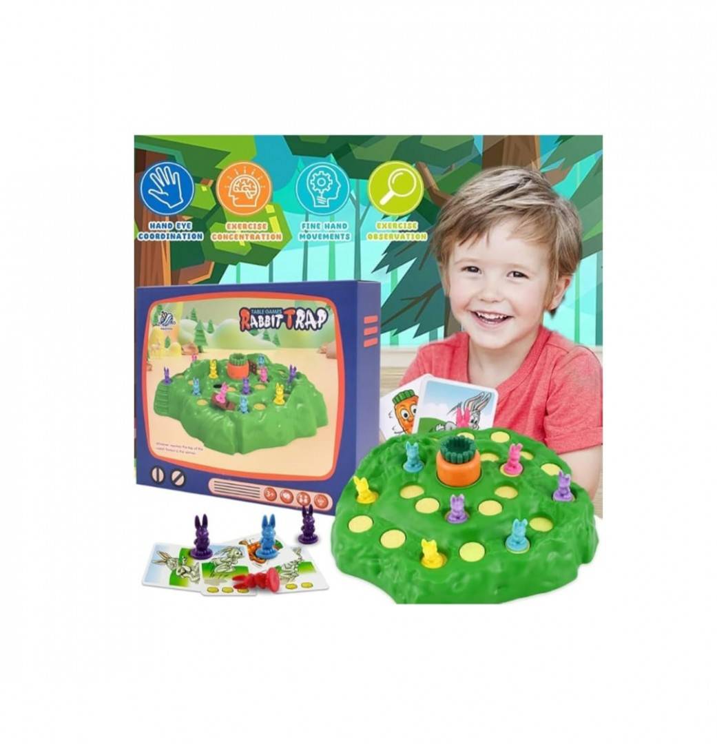 Cursa Iepurasului Board Game, Funny Bunny, 16 iepurasi, multicolor, 4 ani+