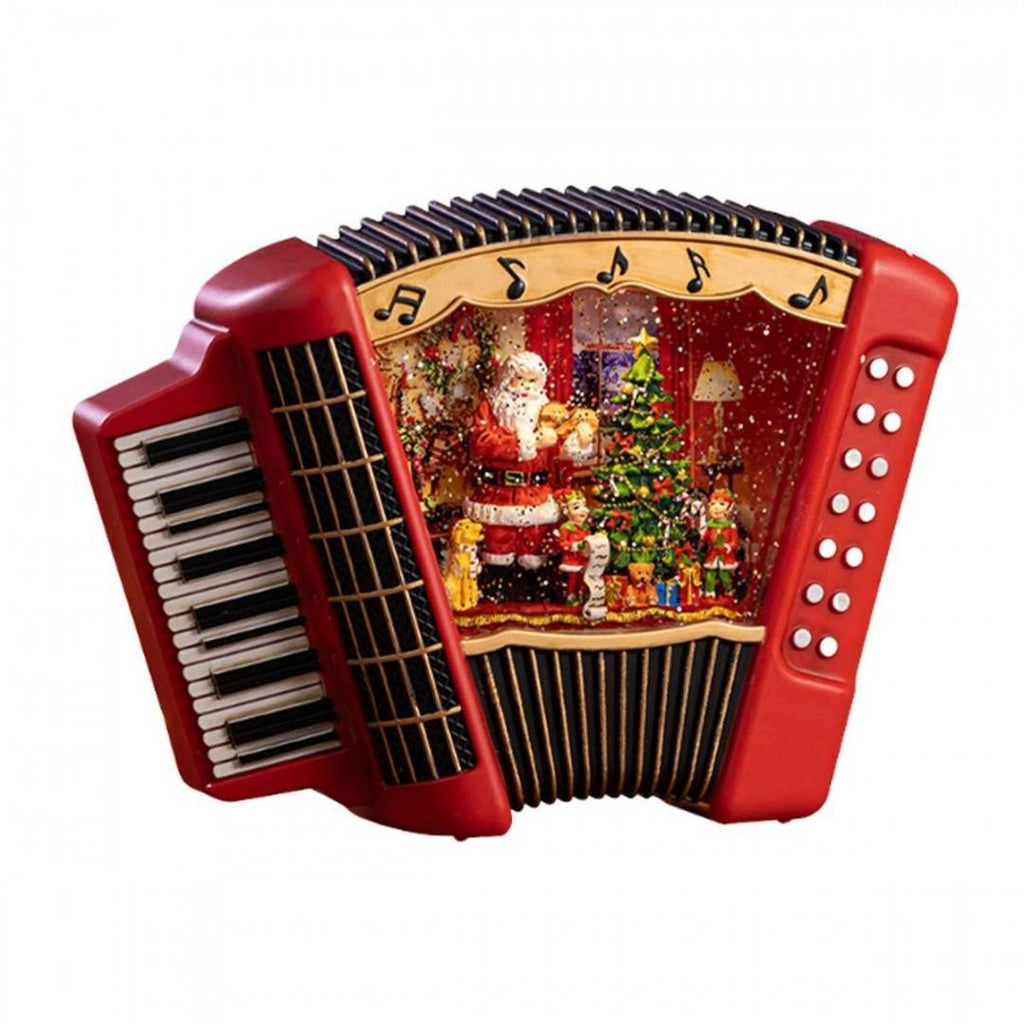 Cutie muzicală de Crăciun cu glob de zăpadă, statuie acordeon, pentru biroul festivalului