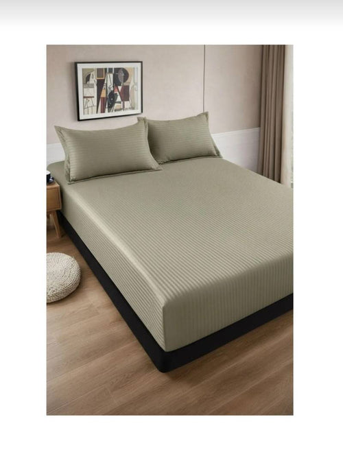 Cuvertură de pat cu elastic, 2 fețe de perna, damasc din bumbac, vernil, 180x200 cm – imagine 2 | Masha Shop