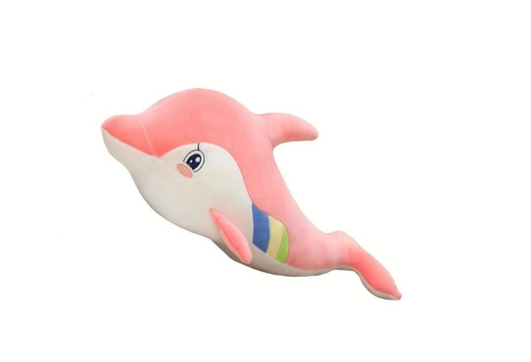 Delfin de plus, roz, 60 cm