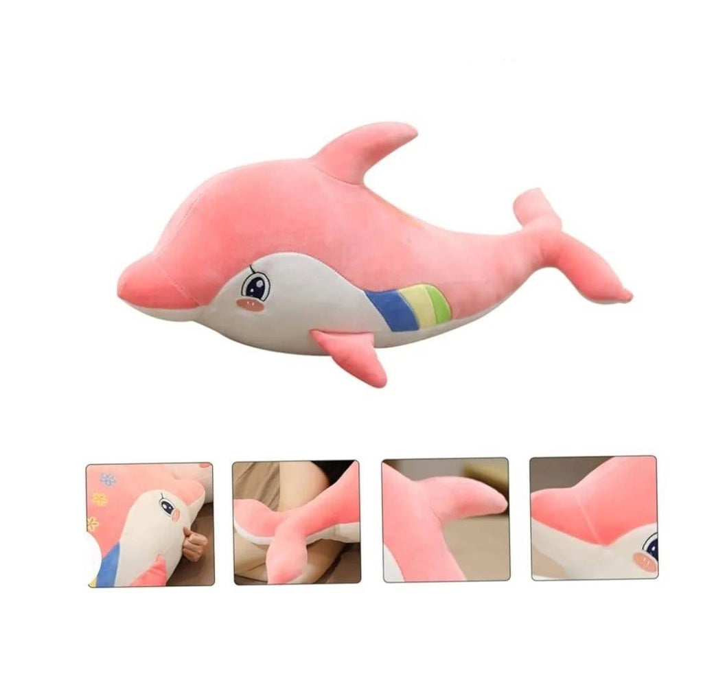 Delfin de plus, roz, 60 cm