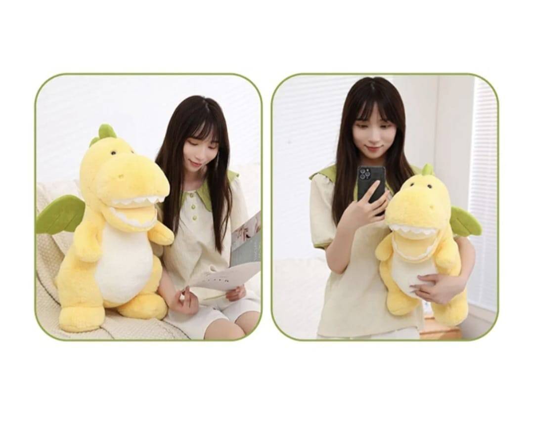 Dinosaur de plus, galben/verde deschis, 50 cm