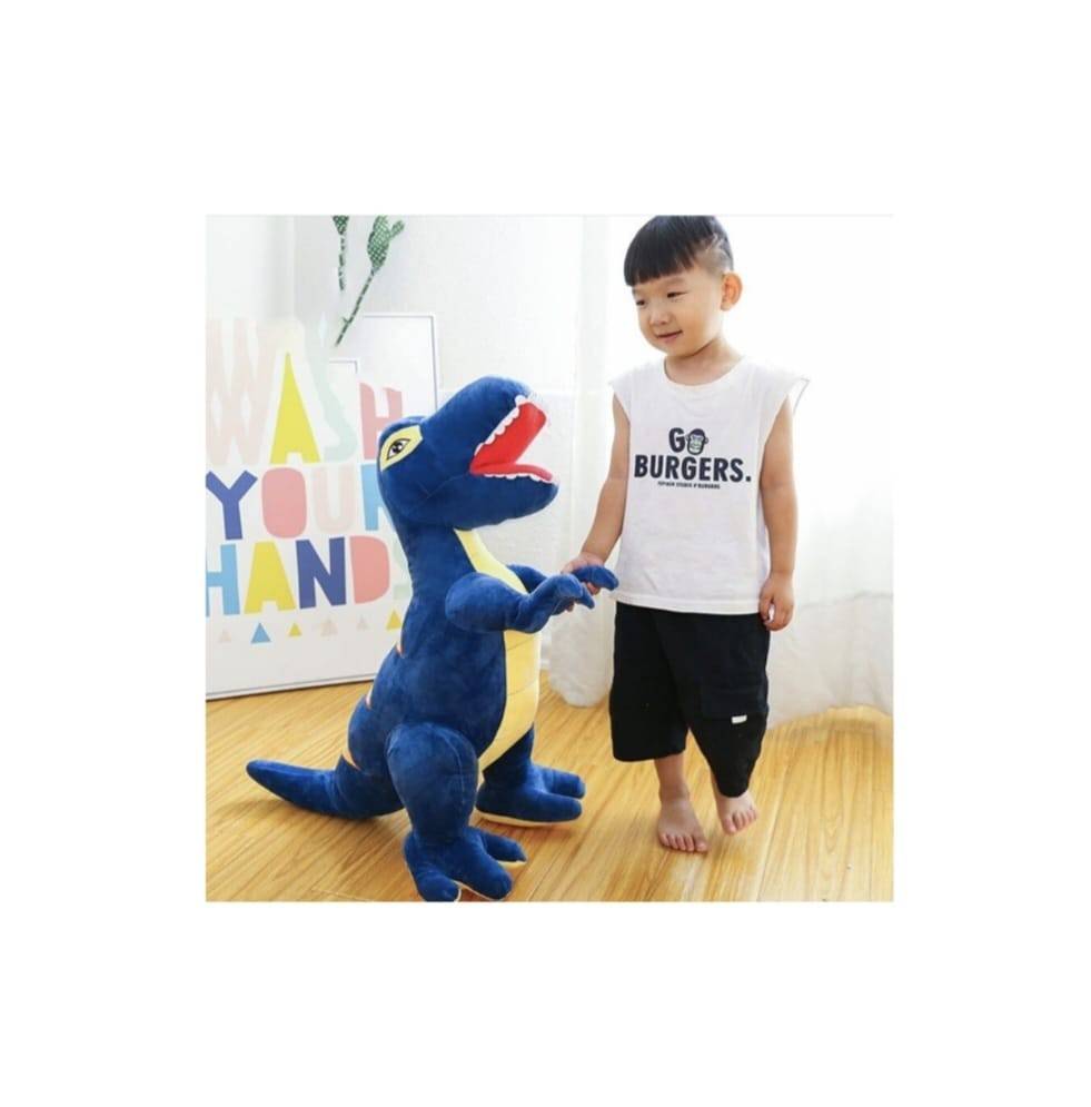 Dinozaur de plus, MASHASHOP, albastru, 90 cm