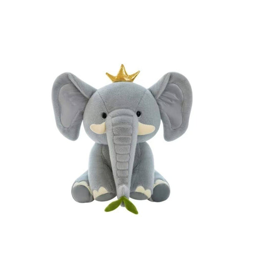Elefant din plus cu coroana, pentru copii, gri, 27 cm, 2 ani+