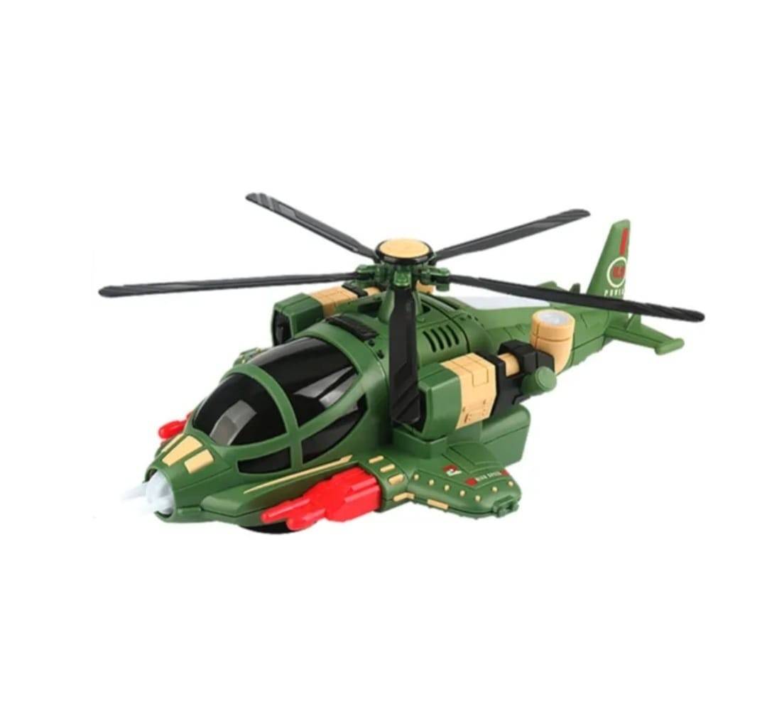 Elicopter de jucarie interactiv, sunete si lumini, verde, 30 cm