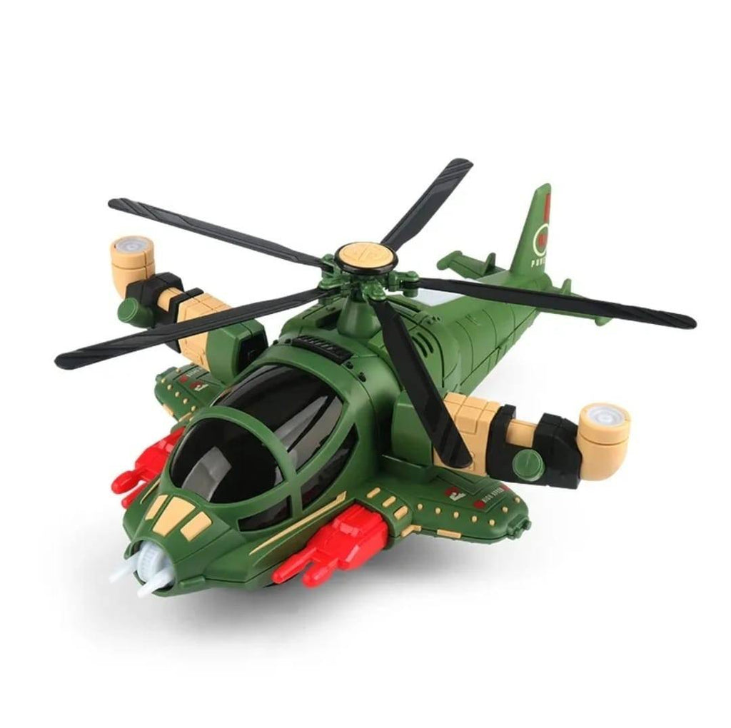 Elicopter de jucarie interactiv, sunete si lumini, verde, 30 cm