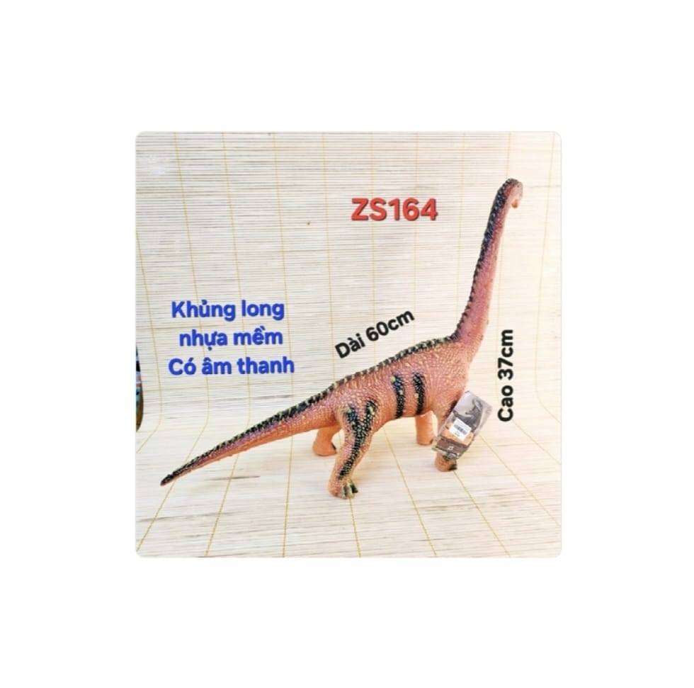 Figurina Brachiosaurus Dinozaur realist, sunete specifice de dinozaur, cu baterii din cauciuc moale, multicolor, 50 cm