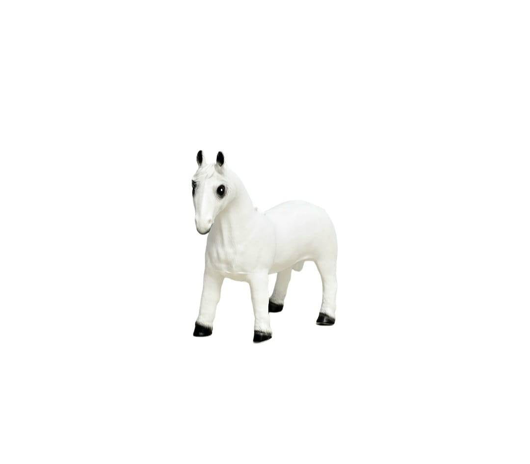 Figurina Cal, realist, alb, 25 cm