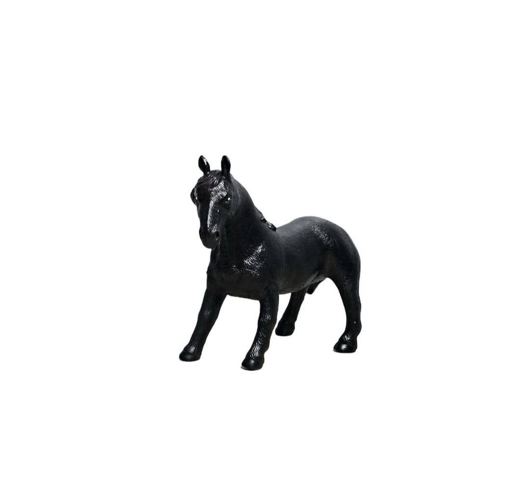 Figurina Cal, realist, negru, 25 cm