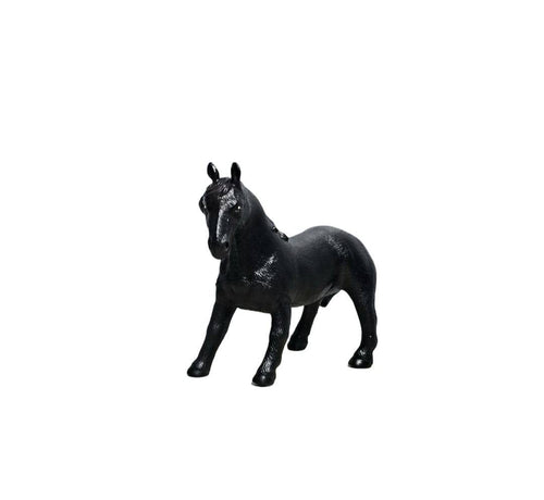 Figurina Cal, realist, negru, 25 cm