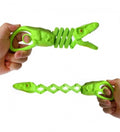 Figurina cap Dinozaur cu brat telescopic, verde,  20 cm - 30 cm