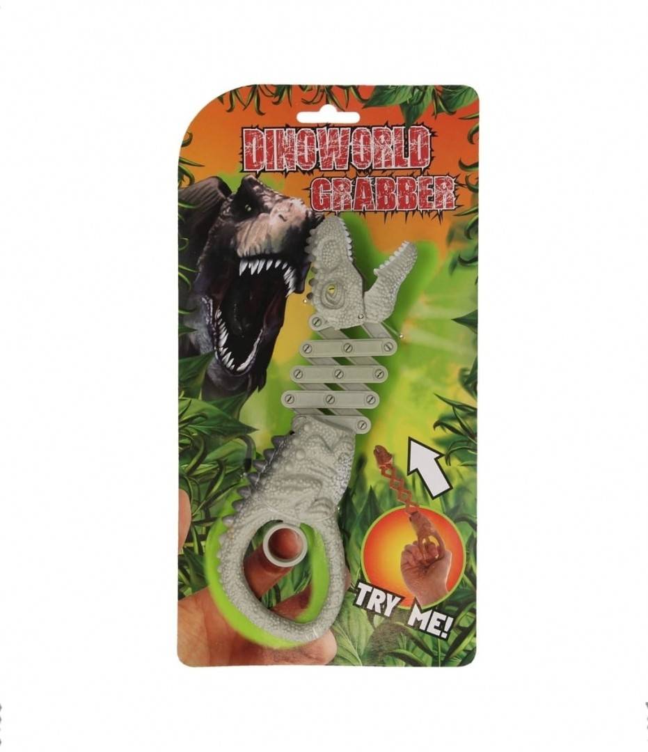 Figurina cap Dinozaur cu brat telescopic, verde,  20 cm - 30 cm