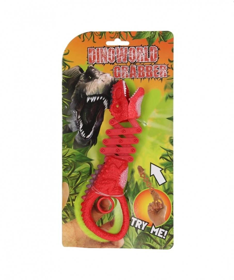 Figurina cap Dinozaur cu brat telescopic, verde,  20 cm - 30 cm