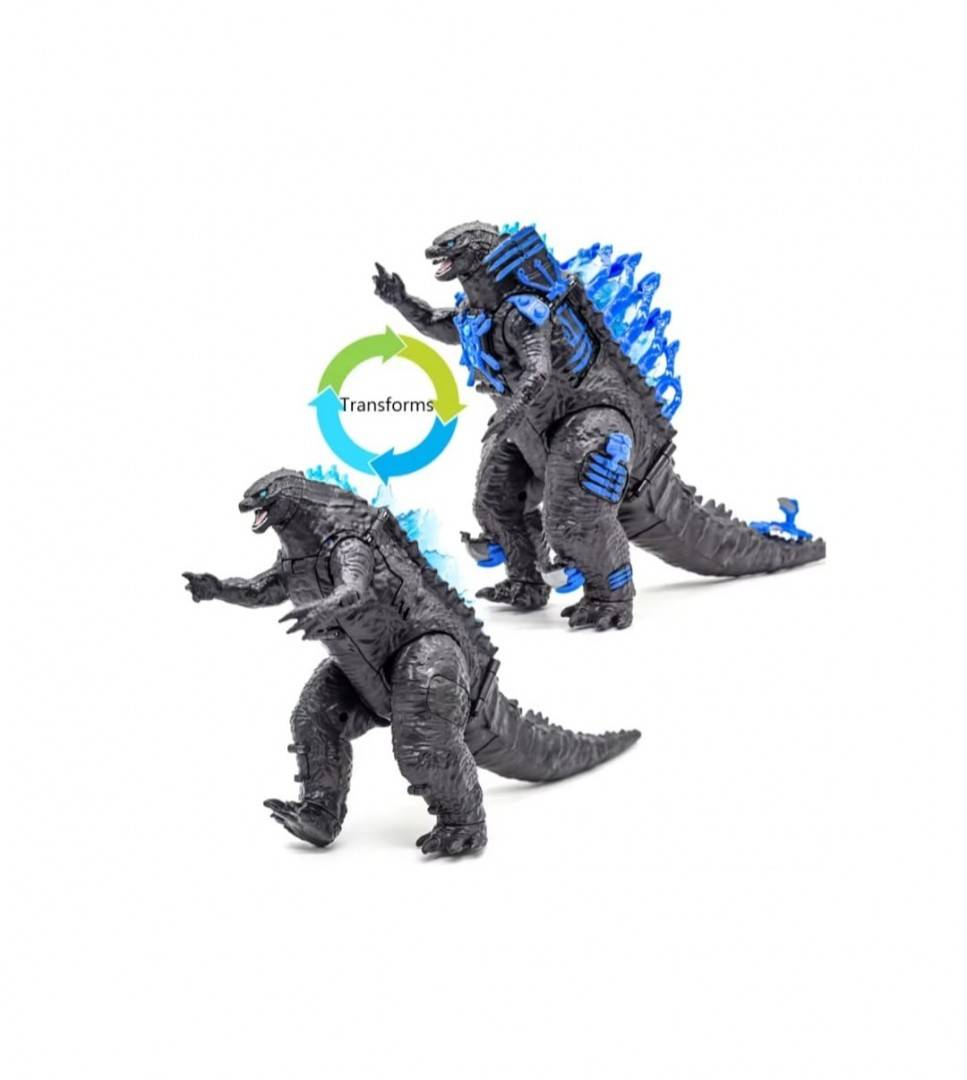Figurina Godzilla, seria Titan Tech Godzilla vs. Kong, Transforms, negru/albastru, 20 cm