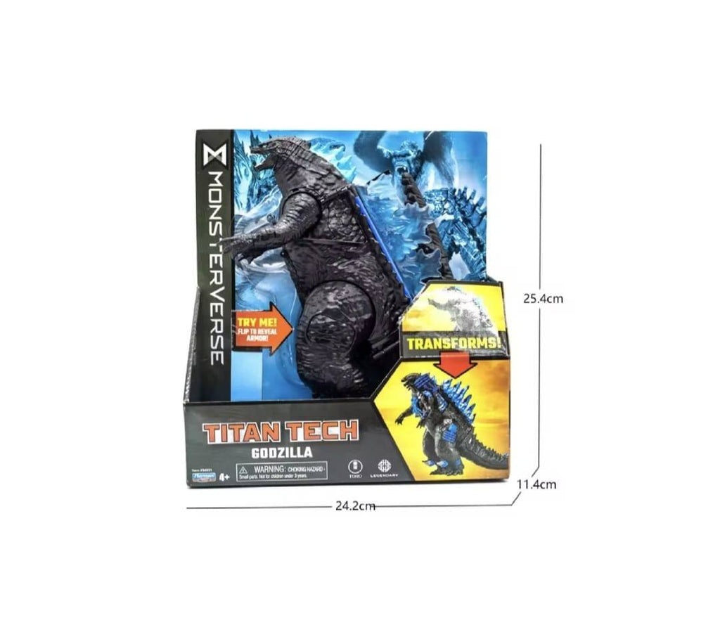 Figurina Godzilla, seria Titan Tech Godzilla vs. Kong, Transforms, negru/albastru, 20 cm