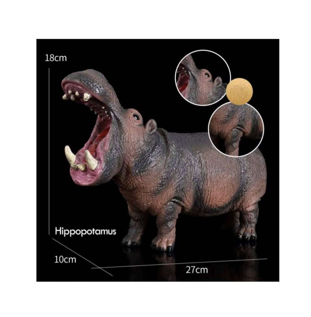 Figurina Hipopotam, realist, maro inchis, 21 cm