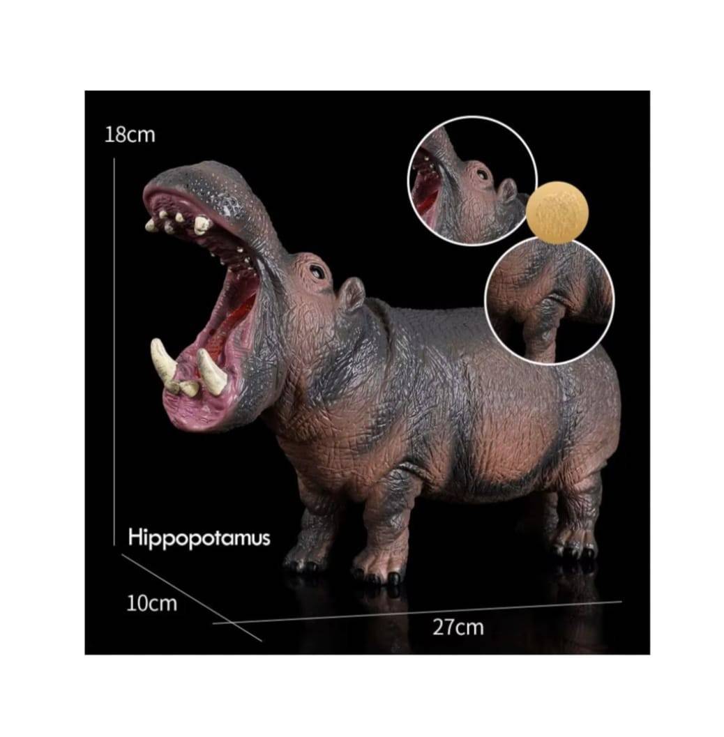 Figurina Hipopotam, realist, maro inchis, 21 cm