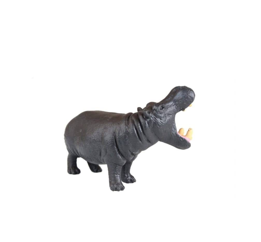 Figurina Hipopotam, realist, negru deschis , 17 cm