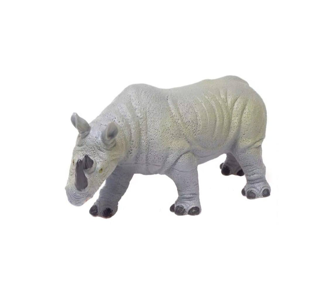 Figurina Rinocer, realist, gri inchis, 26 cm