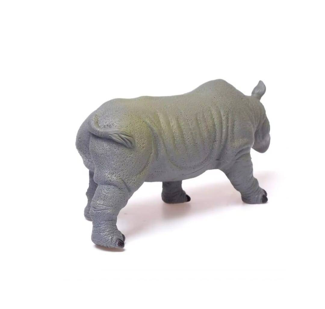 Figurina Rinocer, realist, gri inchis, 26 cm
