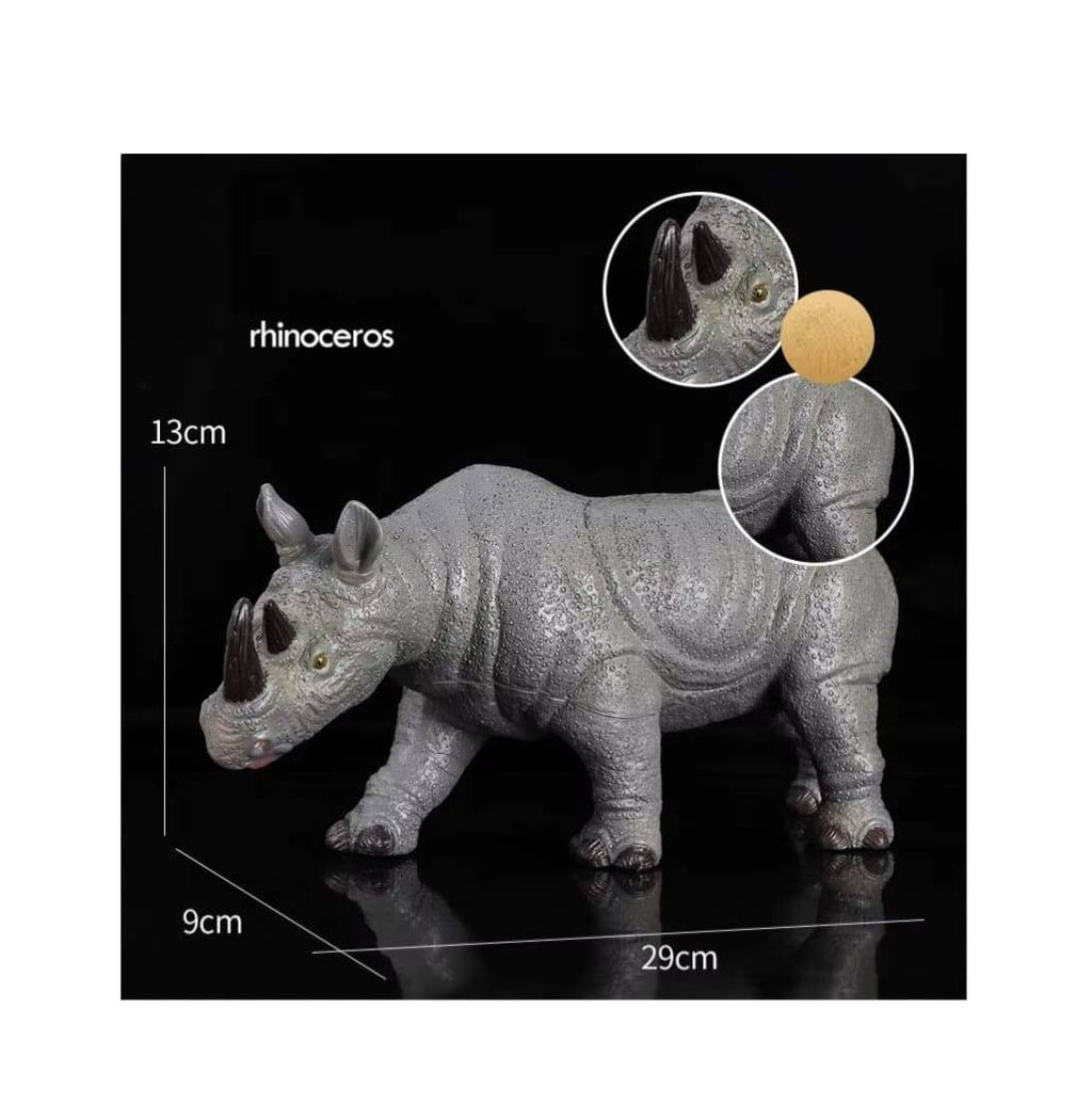 Figurina Rinocer, realist, gri inchis, 26 cm