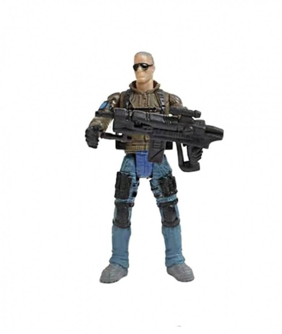 Figurina Soldat cu pusca, 2 accesorii, maro, 9.5 cm