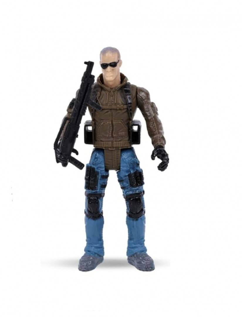 Figurina Soldat cu pusca, 2 accesorii, maro, 9.5 cm