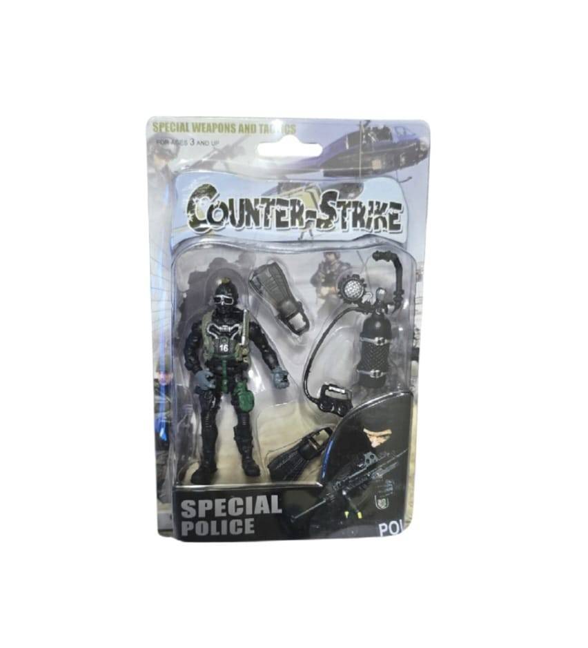 Figurina Soldat Scafandru, 3 accesorii, negru, 9.5 cm