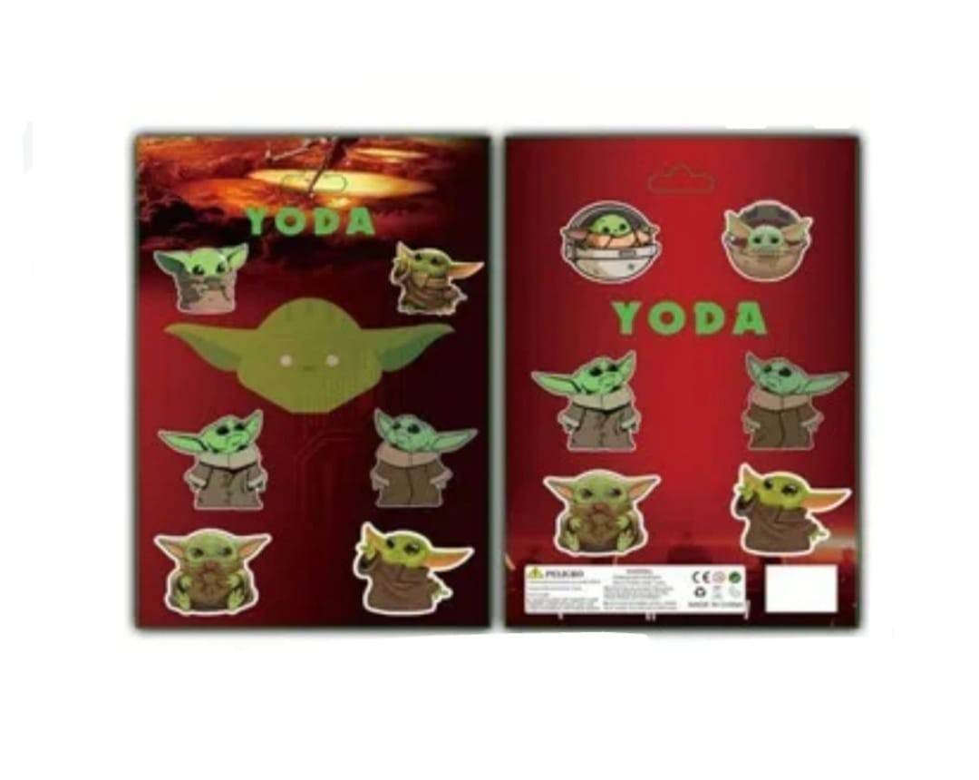 Figurina Surpriza, tip Baby Yoda, si 3 cartonase supriza, multicolor, 6 cm