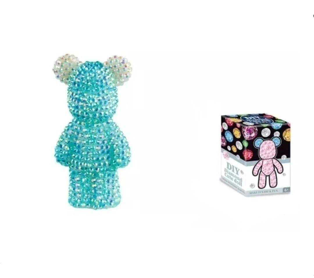 Figurina Ursulet de pictat cu sclipici, 3D, multicolor, 14 cm