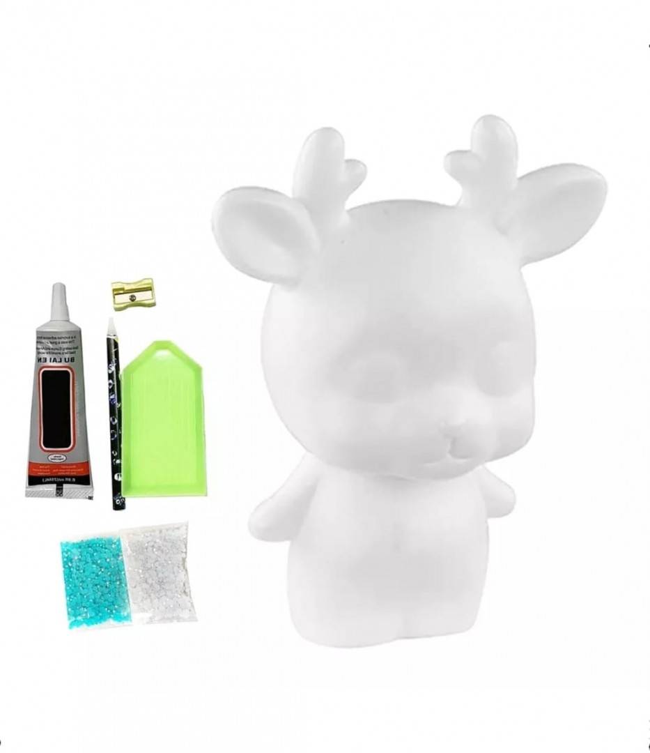 Figurina Ursulet de pictat cu sclipici, 3D, multicolor, 14 cm