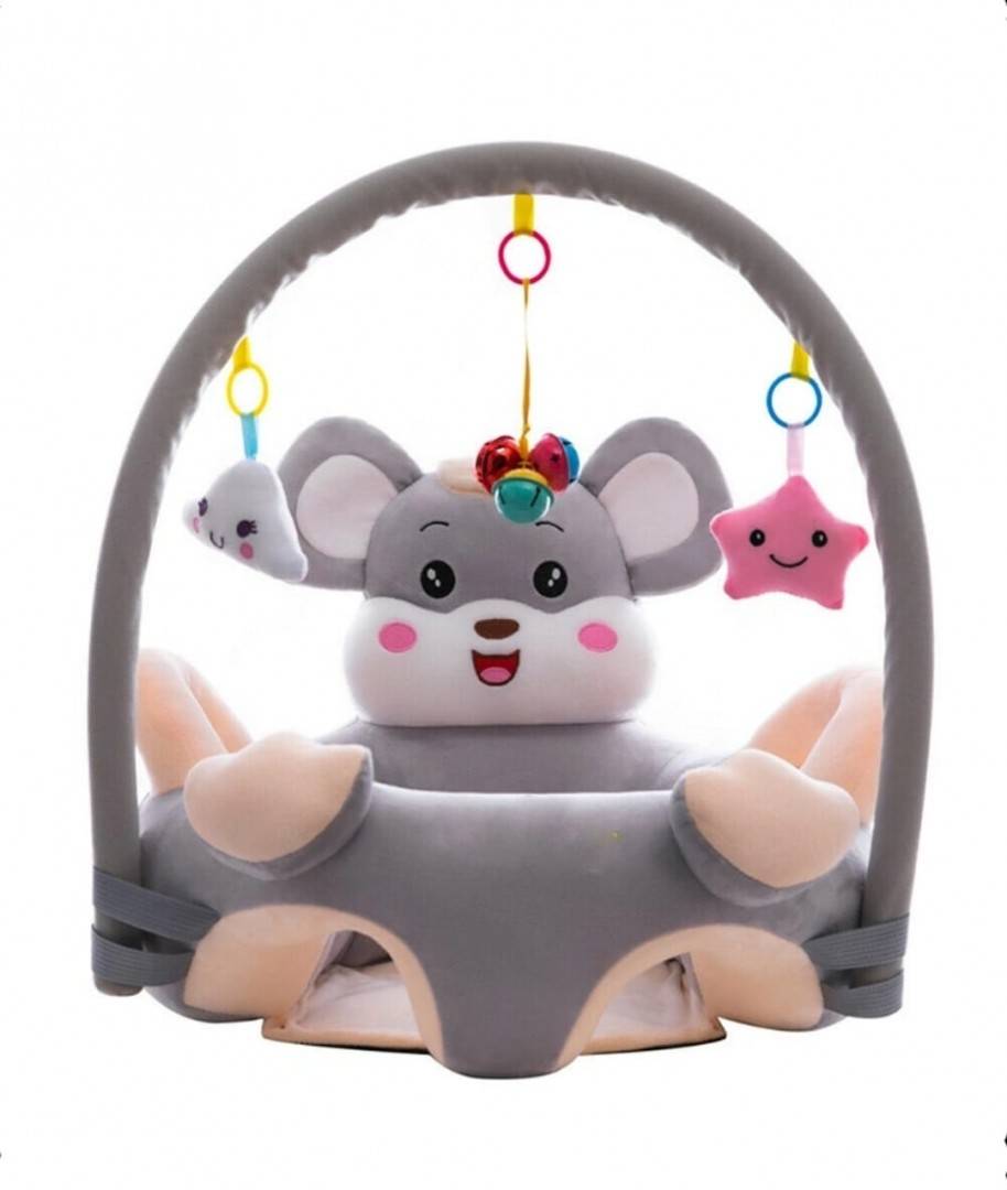 Fotoliu bebe 3D, Soricel, cu arcada si jucarii, multicolor, 55 cm