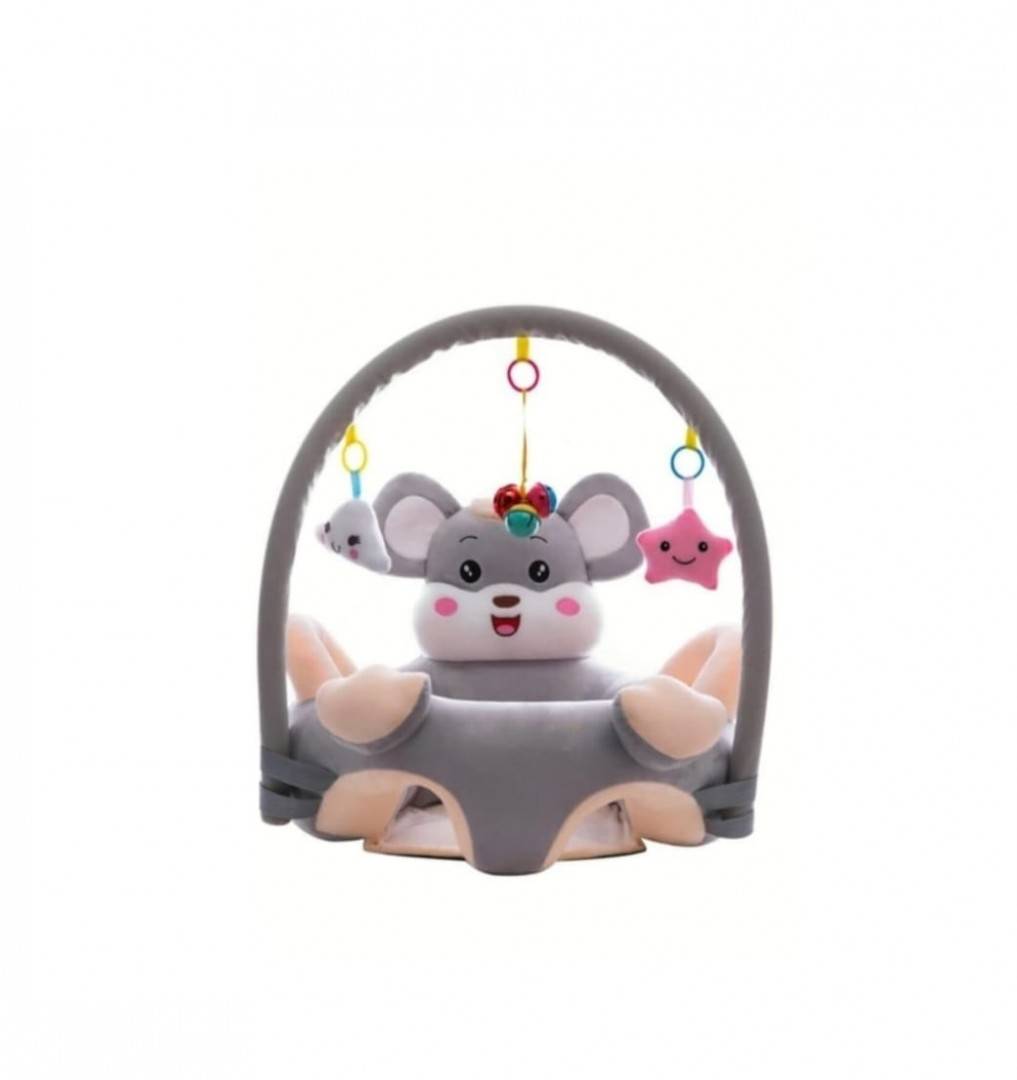 Fotoliu bebe 3D, Soricel, cu arcada si jucarii, multicolor, 55 cm