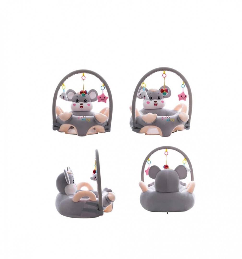 Fotoliu bebe 3D, Soricel, cu arcada si jucarii, multicolor, 55 cm