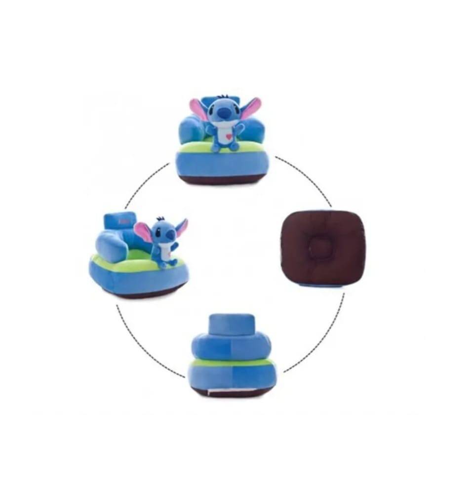 Fotoliu bebe Stitch, plus, cu spatar, albastru, 1 an+