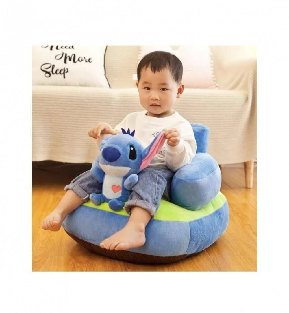 Fotoliu bebe Stitch, plus, cu spatar, albastru, 1 an+
