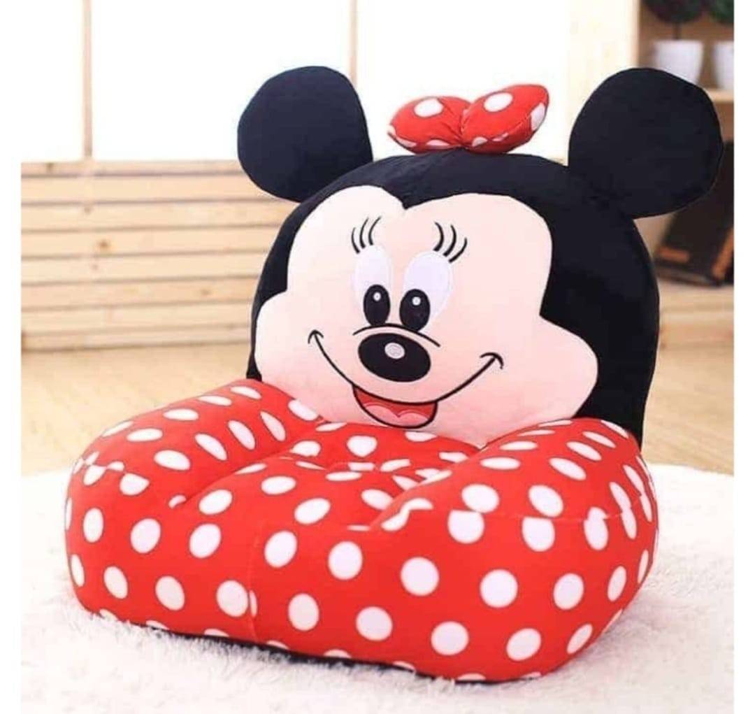 Fotoliu din plus pentru bebelusi cu spatar, Minnie Mouse, 50 cm, rosu/alb, 1 ani+