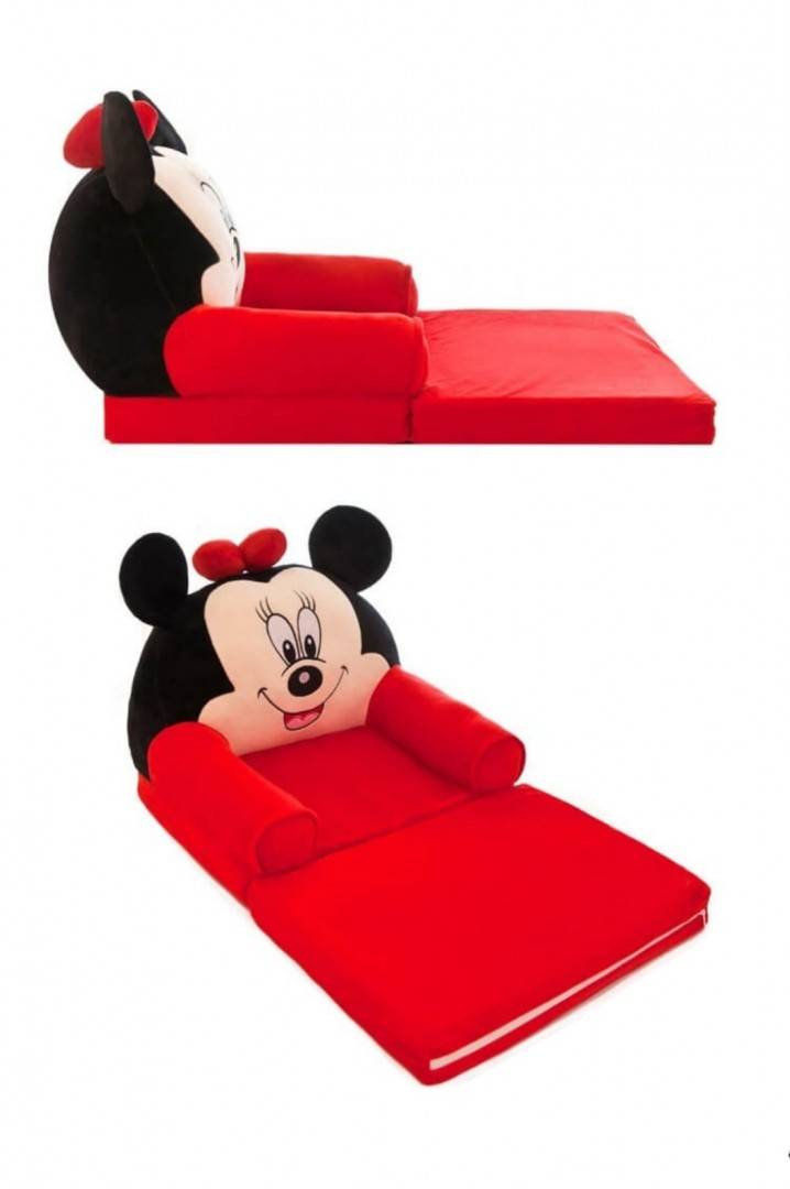 Fotoliu extensibil de plus, Minnie Mouse, 2 placi,rosu, 80 cm, 1 an+